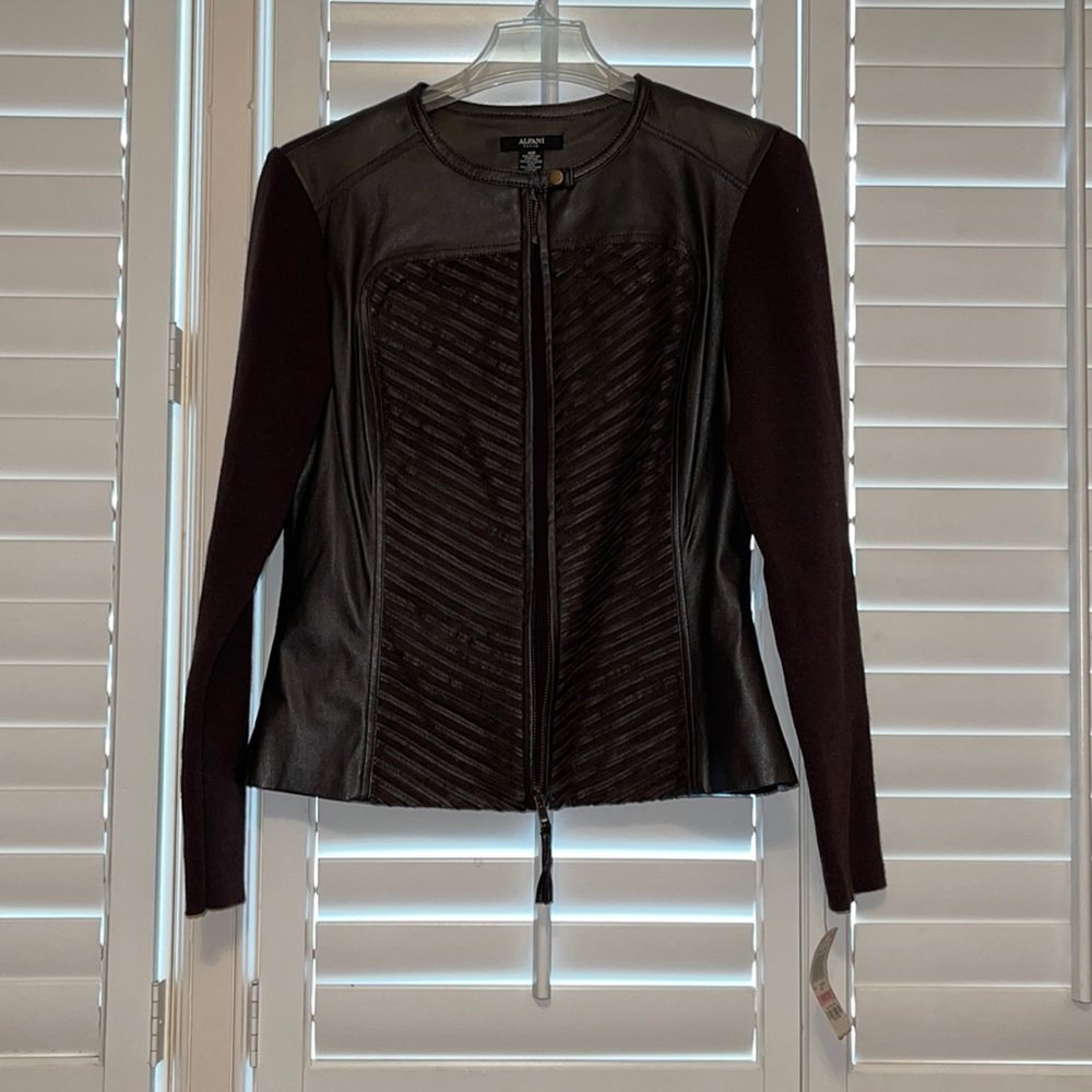 Alfani Genuine Leather Trimmed Women’s Jacket. New with Tags